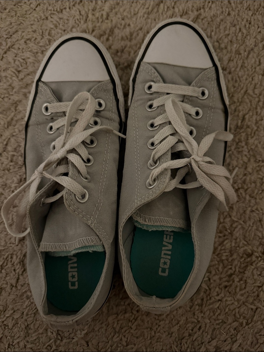 Converse Low Top Canvas Sneakers in Light Gray and White